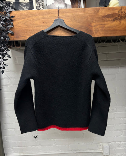 AW1999 Comme Des Garçons Homme ‘Red Hem’ Black Wool Knit Sweater