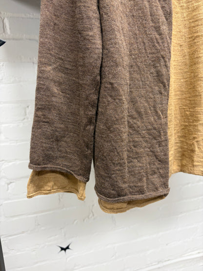 Yohji Yamamoto ‘Layered Fabric’ Two Tone Cardigan Shawl