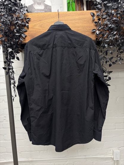 Vintage 90s Helmut Lang Black Button up Shirt with Brown Buttons