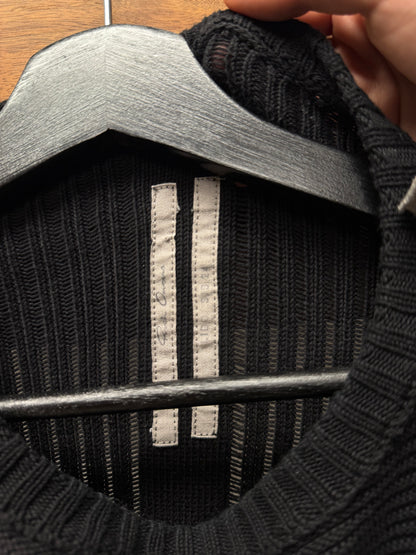 SS2024 Rick Owens ‘Lido’ Ribbed Black Geometric Knit Sweater