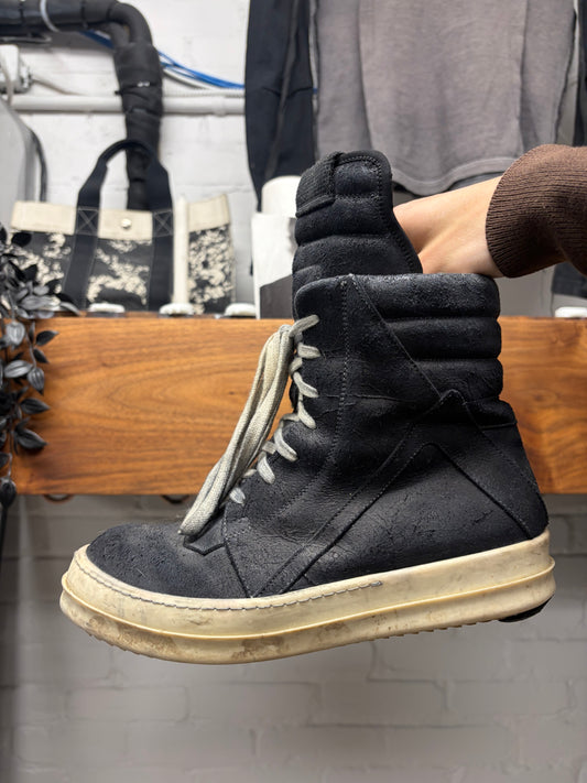Rick Owens Black/Milk Geobasket High Top Sneakers