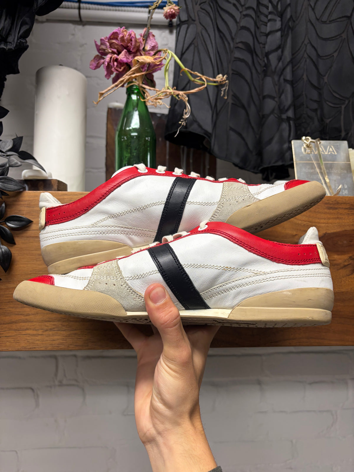 2008 Dior Homme ‘B55’ Red/White Leather ‘Court’ Low Top Sneakers