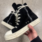 Rick Owens DRKSHDW Black Velour ‘Ramones’ High Top Sneakers