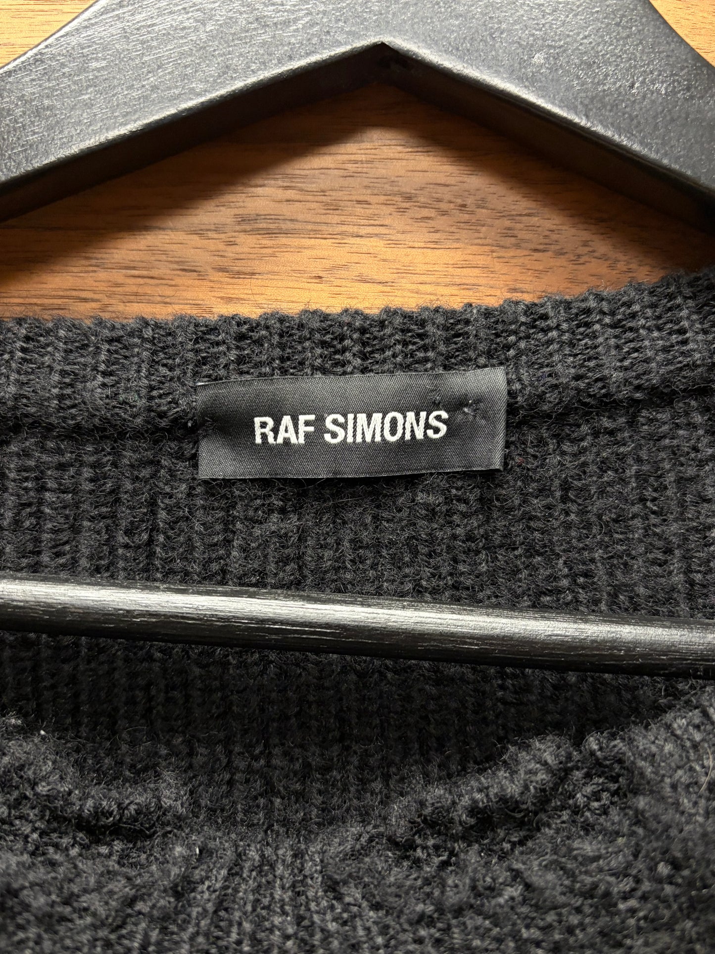 AW2016 Raf Simons ‘Detroit’ Patched Black Knit Sweater