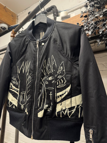 SS2015 Rick Owens ‘Faun’ Cropped Graphic Bomber Jacket