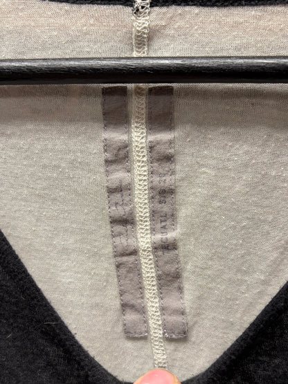 SS2020 Rick Owens ‘Tecuatl’ Pearl/Black Semi Sheer Baseball Long Sleeve Shirt