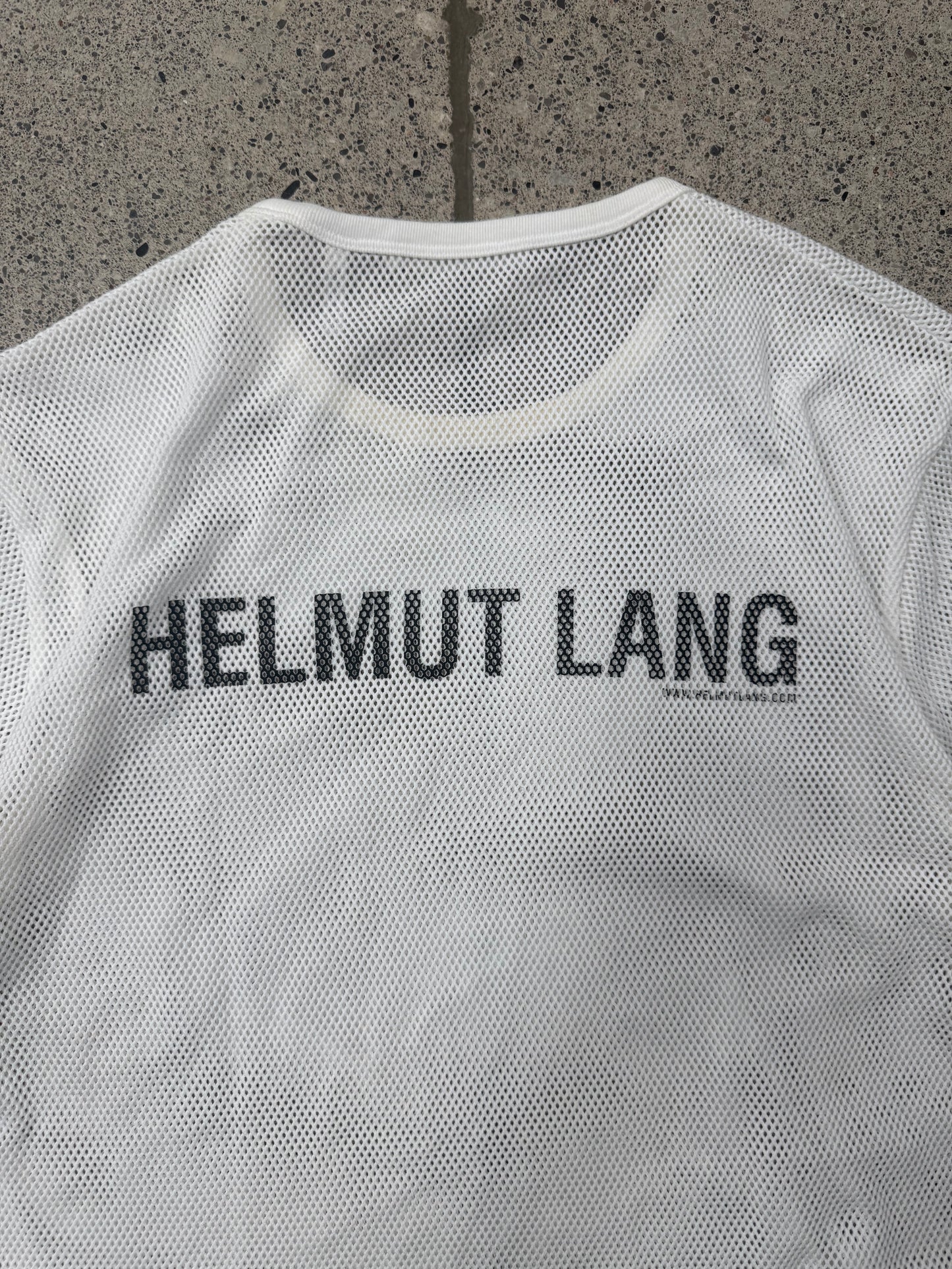 Helmut Lang White Mesh Logo T-Shirt