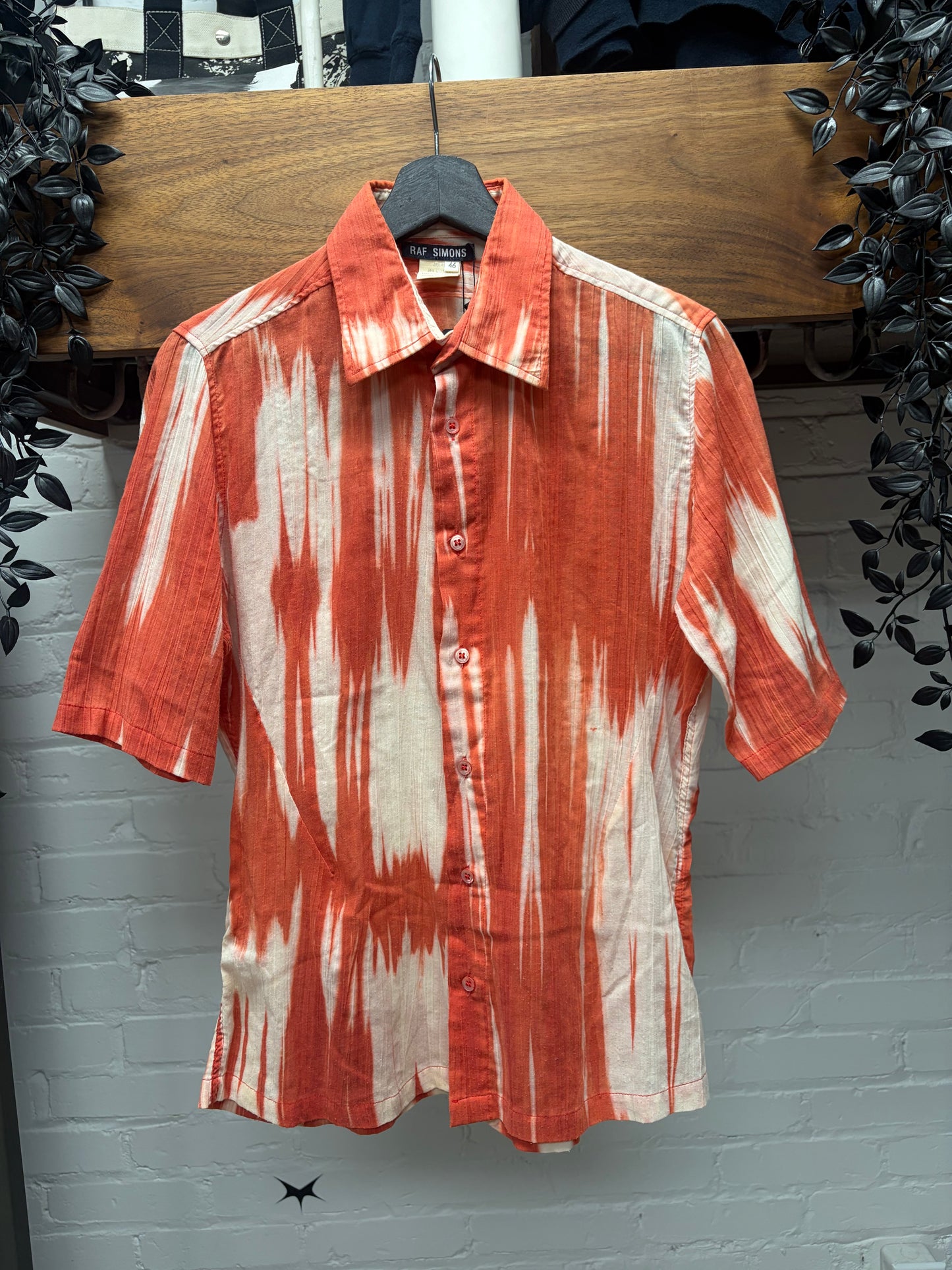 SS1998 Raf Simons ‘Black Palms’ Tie Dyed Short Sleeve Button Up Shirt