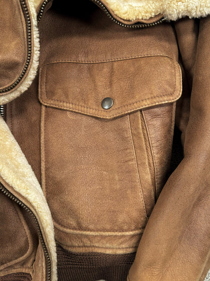 AW2020 Saint Laurent Shearling Lined Suede Bomber Jacket