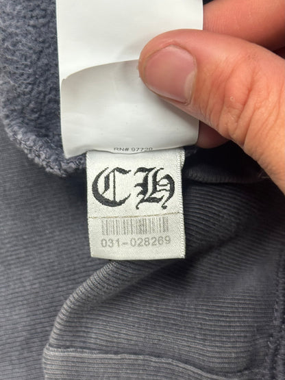 Chrome Hearts ‘Paper Jam’ Leather Cross Patch Sun-Faded Zip Up Hoodie