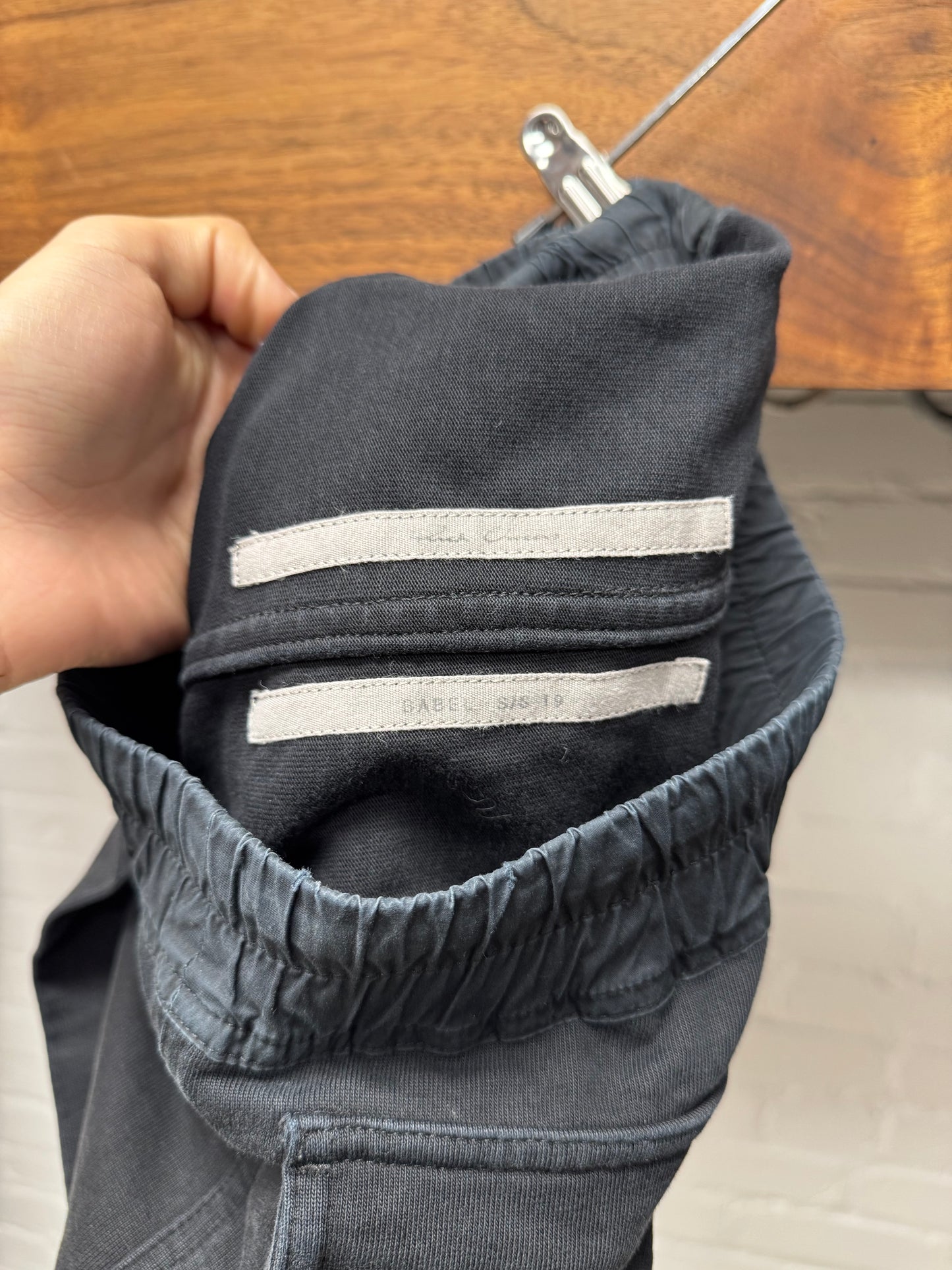 SS2019 Rick Owens ‘Babel’ Black Drawstring Sweatpant Cargo Joggers