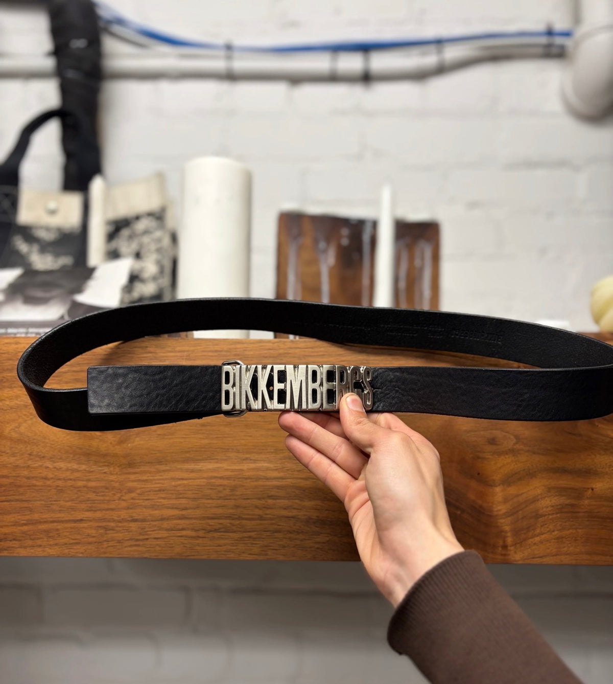 Vintage Dirk Bikkembergs ‘Spell-Out Buckle’ Silver/Black Leather Belt