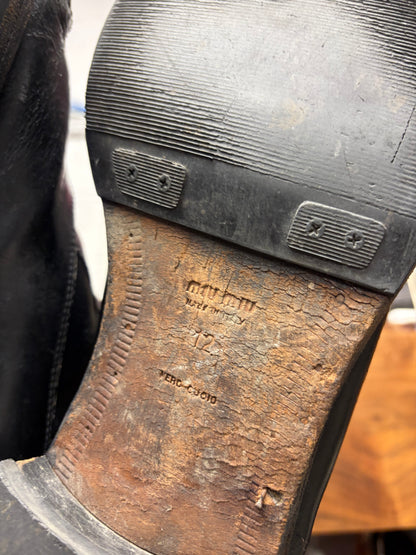 Vintage Miu Miu ‘Marching Stripe’ Black Leather Derby Boots