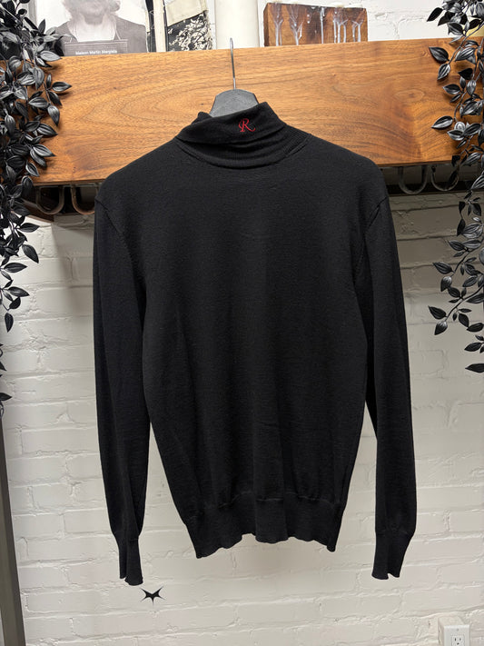 Raf Simons Embroidered ‘R Logo’ Merino Wool Turtleneck Sweater