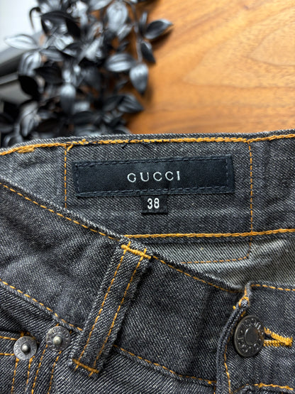 1999 Gucci by Tom Ford Grey Skinny Flared Leg Denim