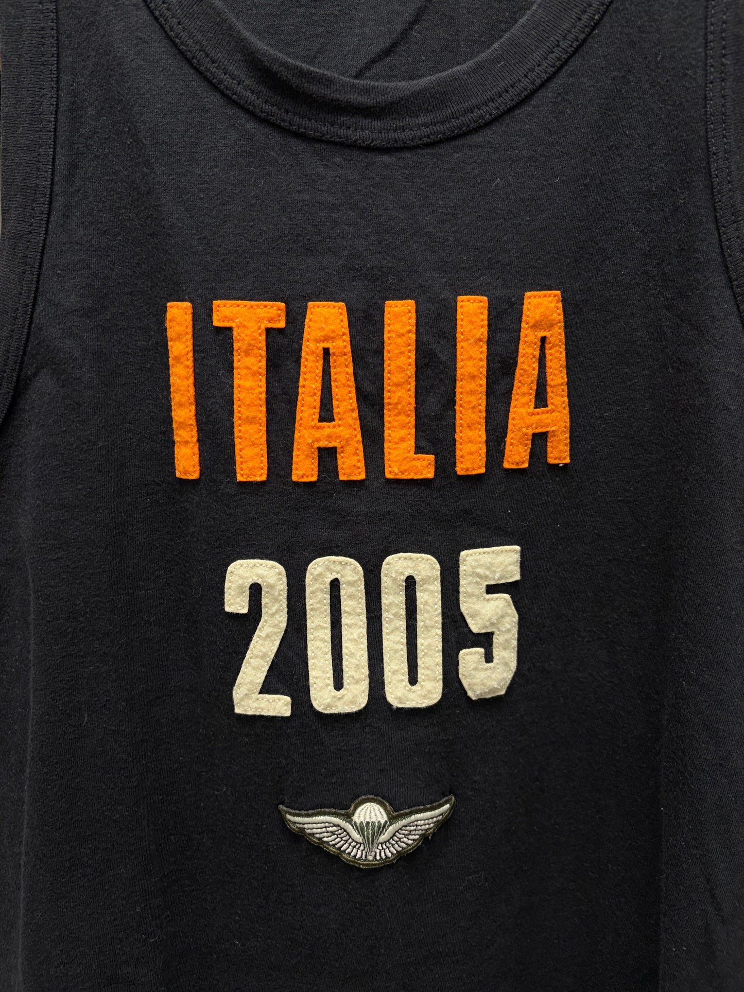2005 Dolce & Gabbana ‘Italia’ Embroidered Black Tank Top