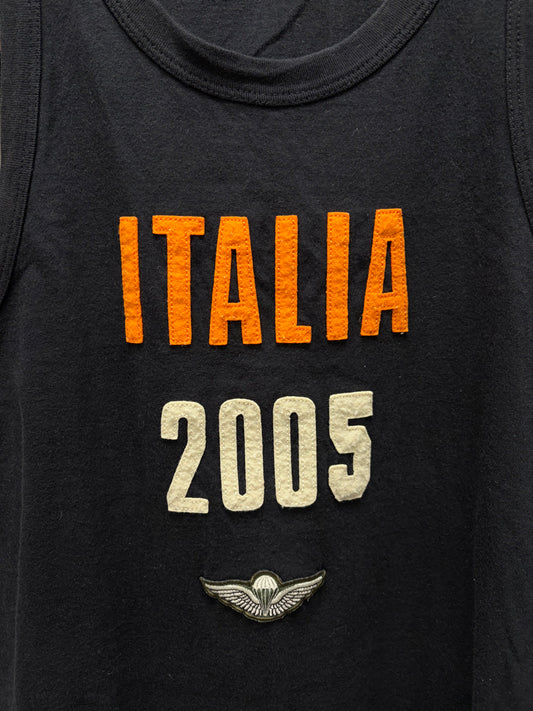 2005 Dolce & Gabbana ‘Italia’ Embroidered Black Tank Top