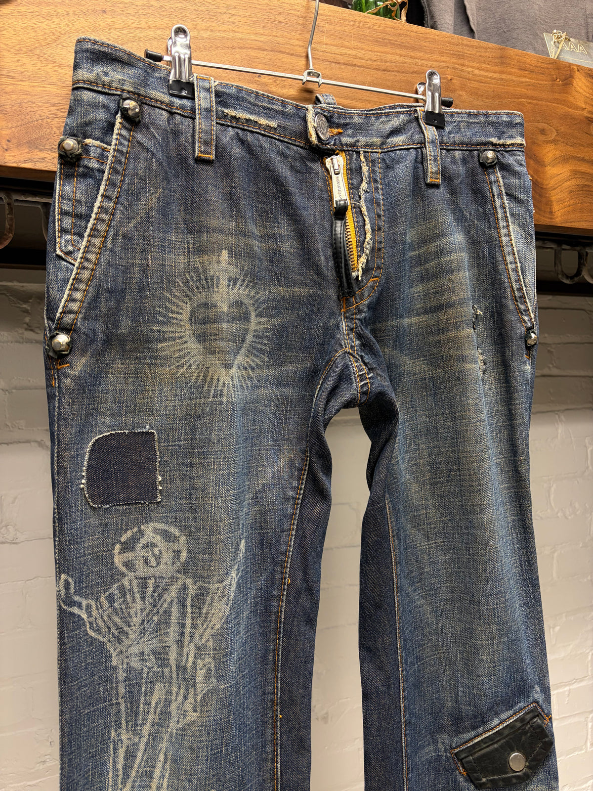 AW2005 Dsquared2 'Jesus Lord' Studded Dark Washed Blue Denim