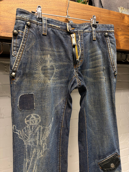AW2005 Dsquared2 'Jesus Lord' Studded Dark Washed Blue Denim