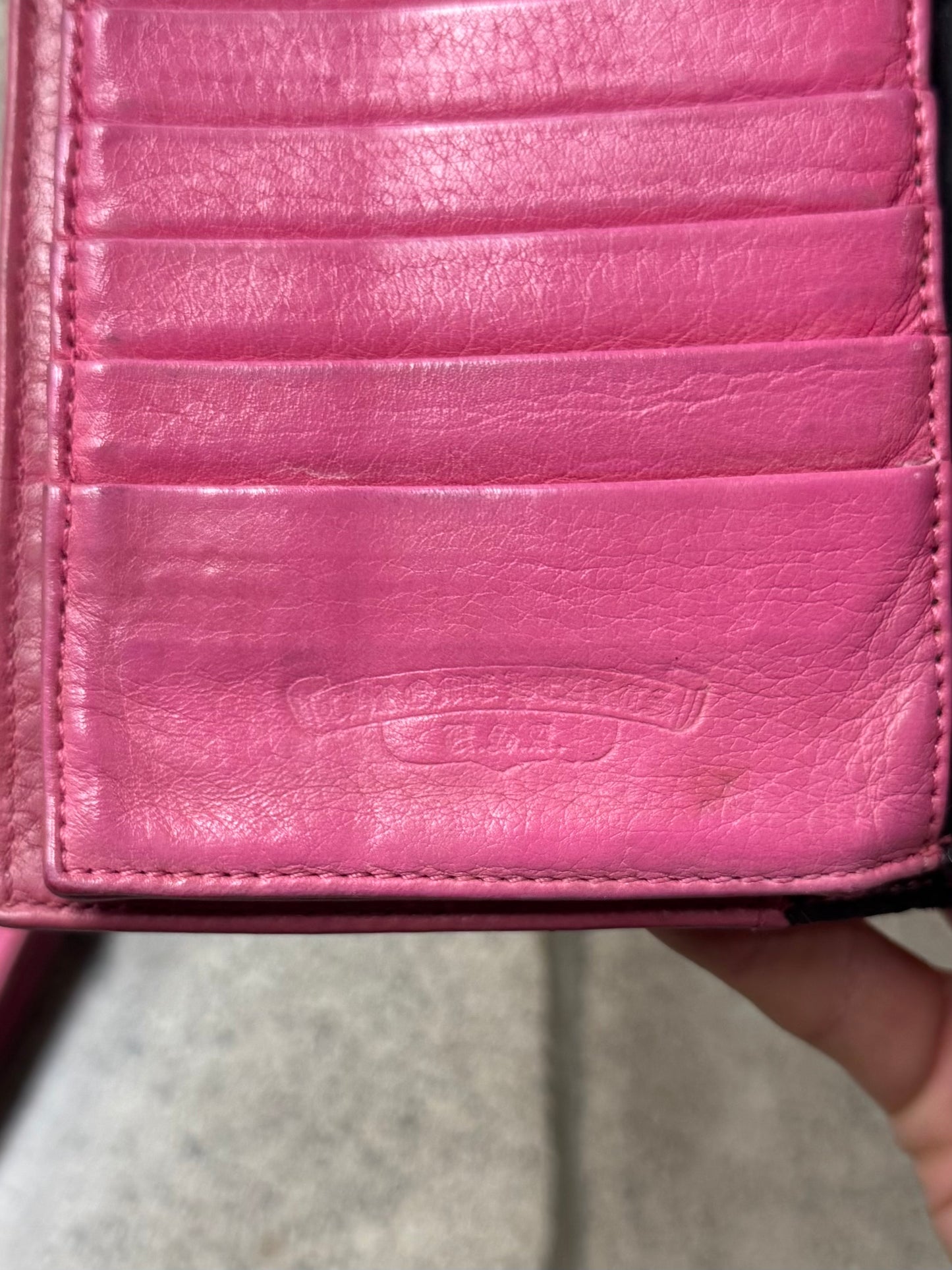 Chrome Hearts ‘Wave’ Pink Cross Button Long Wallet