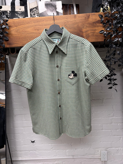 Gucci x Disney ‘Mickey Mouse’ Green Gingham Plaid Short Sleeve Shirt