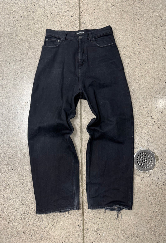 2021 Balenciaga ‘Skater’ Black Wide Leg Denim