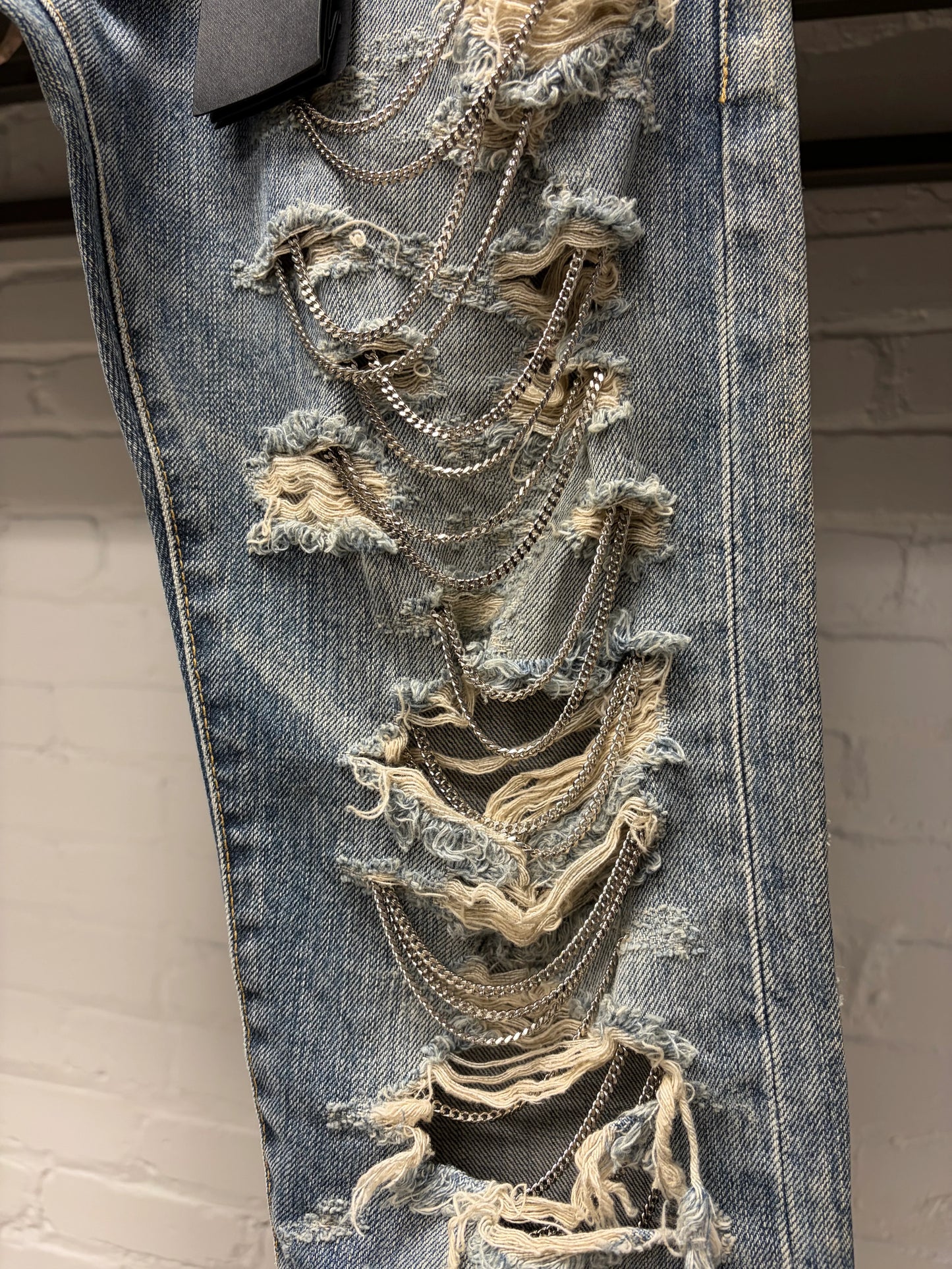 AW2013 Saint Laurent by Hedi Slimane ‘Chain Distressed’ D02 Skinny Jeans