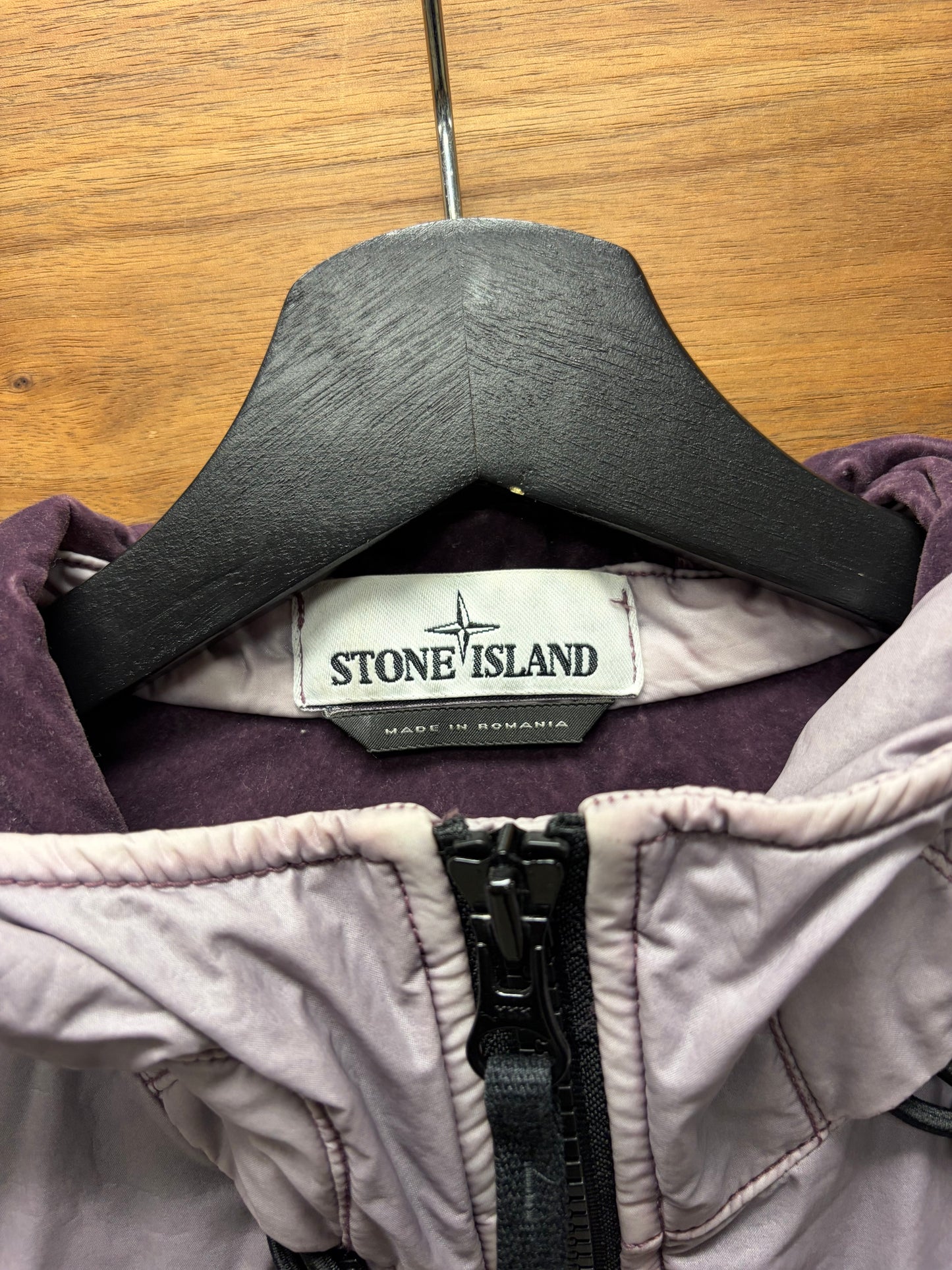 Stone Island Purple ‘Lamy’ Flock Hooded Jacket with Liner