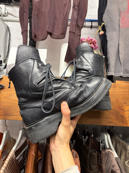 AW2014 Julius Black Object Dyed Horse Leather ‘Angel’ Combat Boots