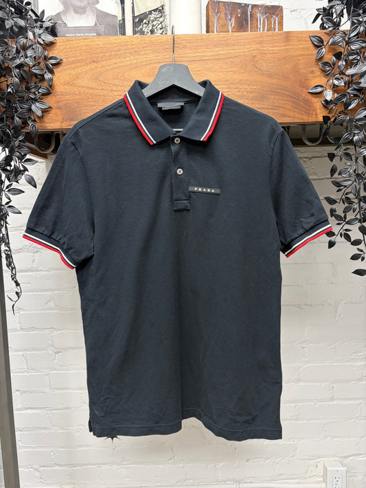 Prada Black/Red ‘Sport Logo’ Cotton Polo