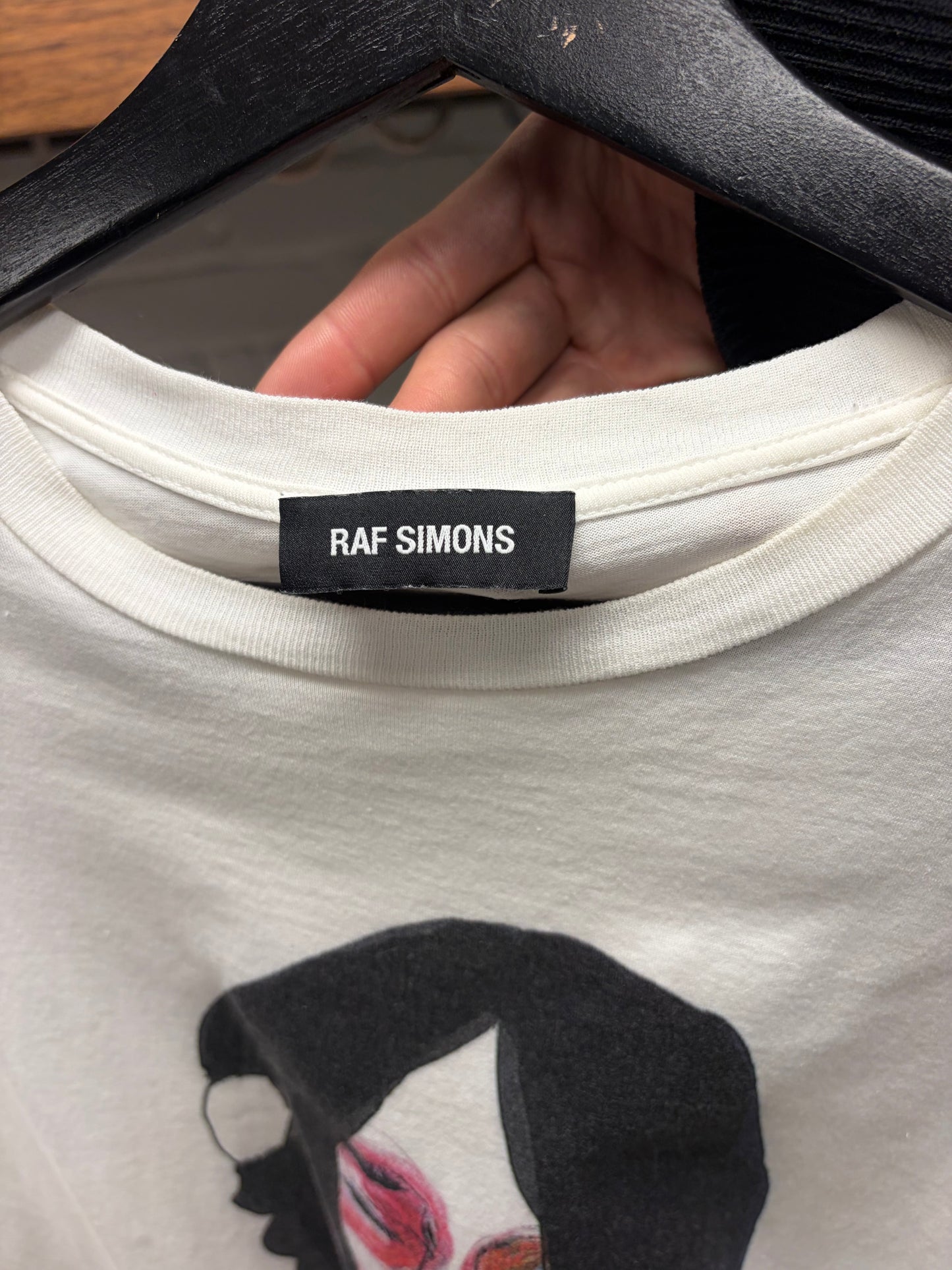 AW2015 Raf Simons ‘Guitar Boy’ White Graphic T-Shirt