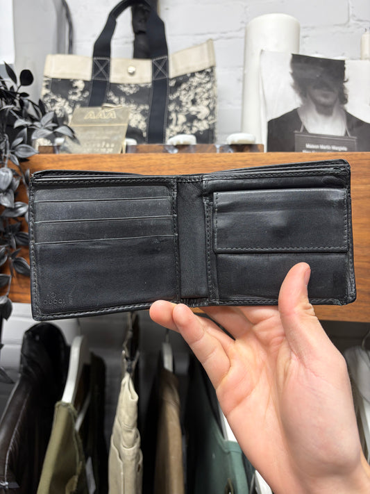Vintage Gucci ‘GG Interlock Logo’ Black Calfskin Leather Bifold Wallet