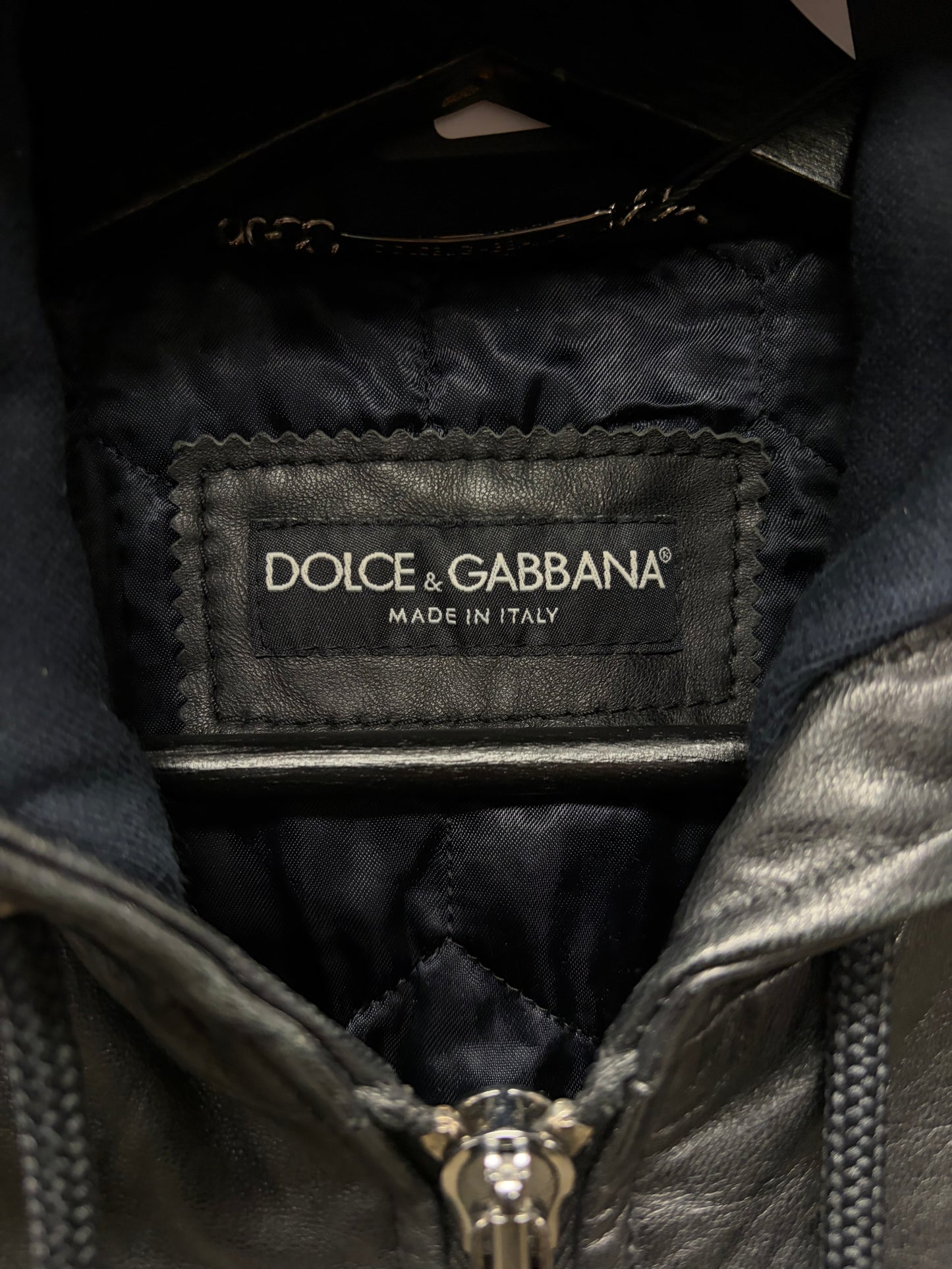 Dolce and Gabbana ‘Mainline’ Hooded Black Lambskin Leather Zip-Up Jacket