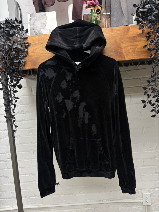 2018 Saint Laurent Black Velvet Distressed ‘Splatter’ Hoodie