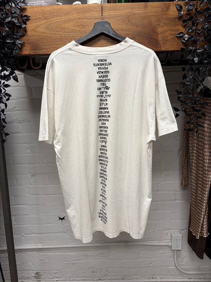SS2019 Vetements ‘Translation’ White Embroidered Logo T-Shirt