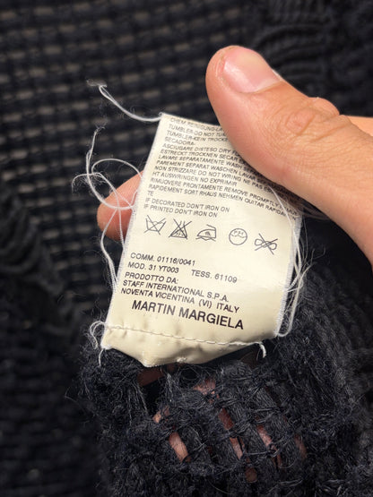 AW2003 Maison Martin Margiela ‘Big Button’ Distressed Sleeveless Cardigan
