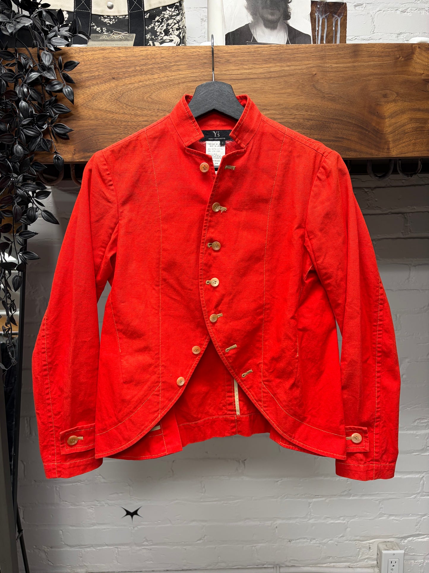 Vintage Yohji Yamamoto Y’s Red Cotton Curved Button Jacket