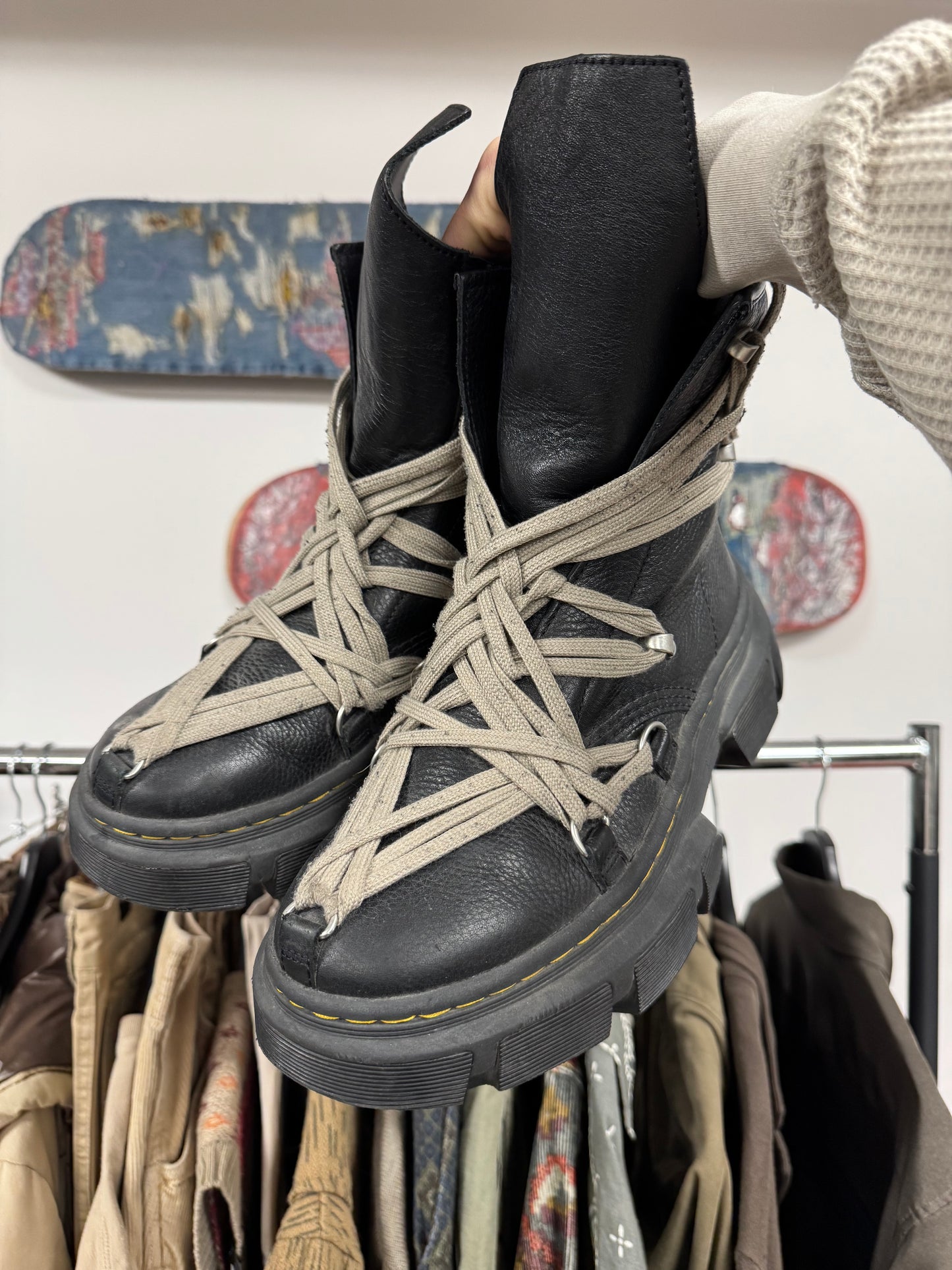 Rick Owens x Dr Martens 1460 Hexagram Lace Boots