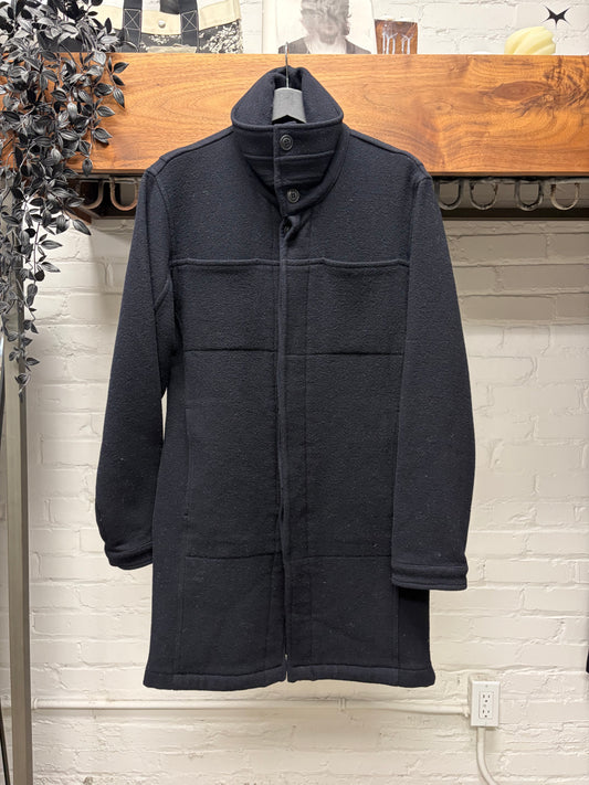 90s Early Number (N)ine ‘Switching Panels’ Black Long Wool Coat