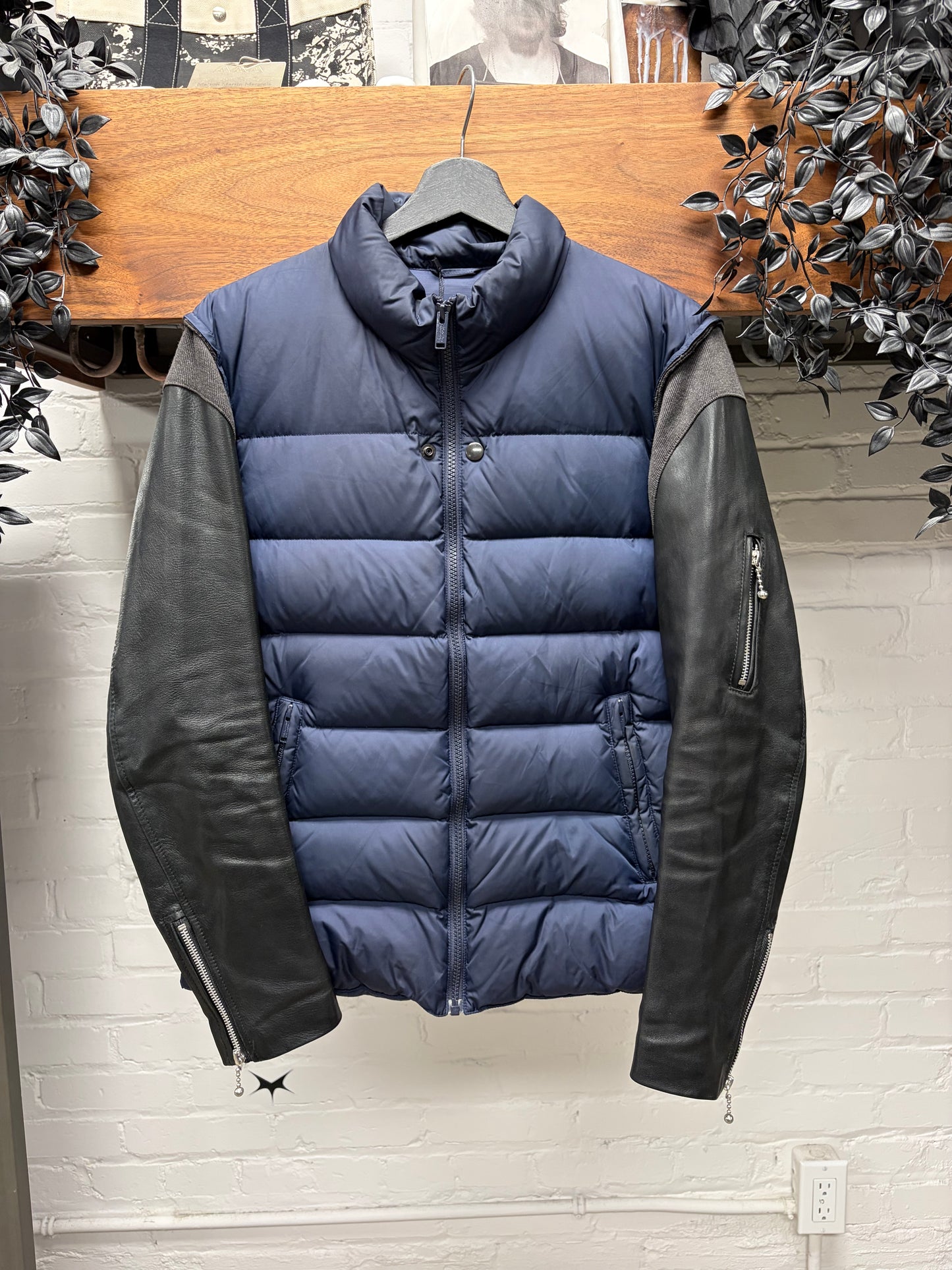 AW2009 Undercover Leather/Down Fill Moto Puffer Jacket