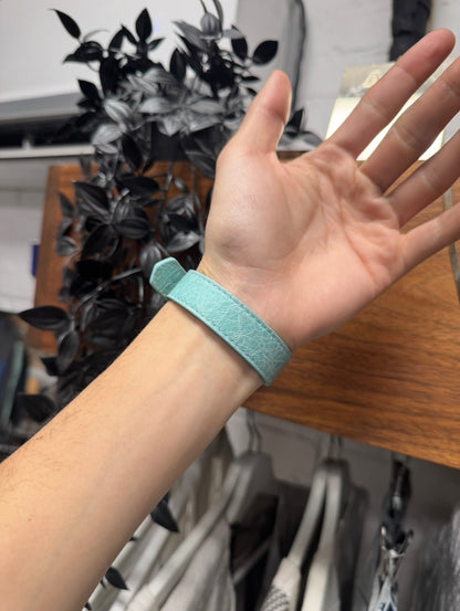 Balenciaga Studded ‘Teal’ Leather Snap Bracelet