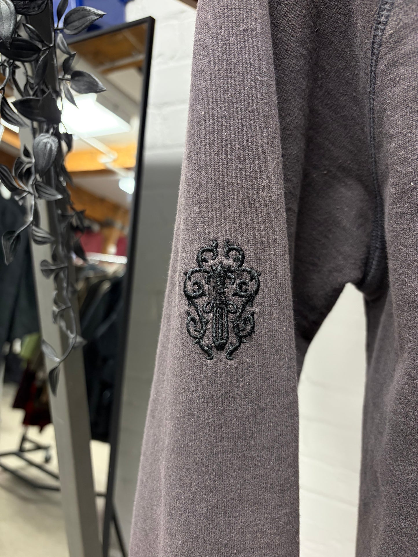 Chrome Hearts ‘Y-Not’ Grey Embroidered Logo Pullover Hoodie