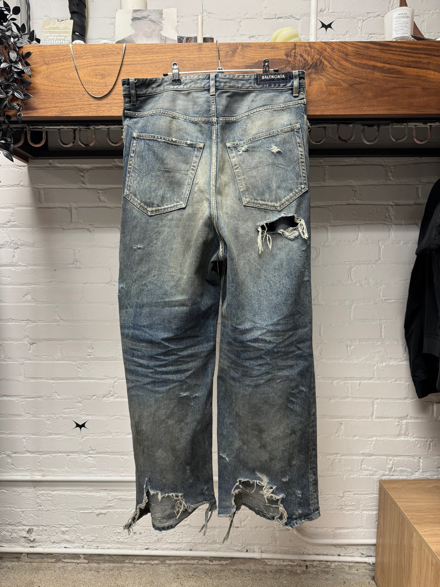 SS2024 Balenciaga ‘Destroyed’ Thrash Distressed Mud Wash Denim