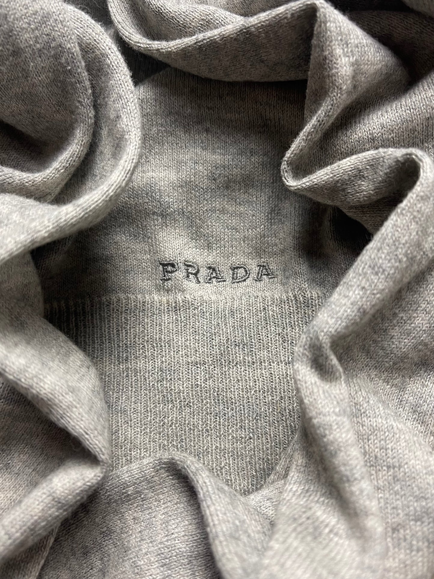 Vintage Prada Cashmere ‘Harbor Grey’ Ribbed Sweater