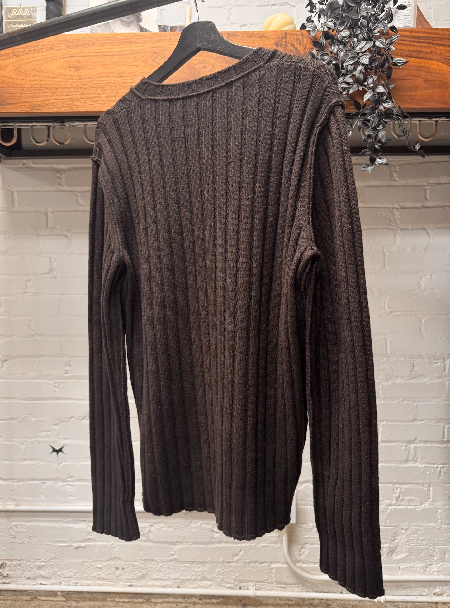 Dolce & Gabbana Mainline ‘Virgin Wool’ Ribbed Henley Sweater