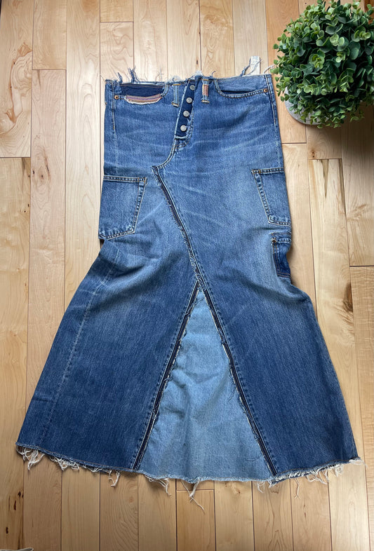 Yohji Yamamoto ‘Spotted Horse’ Reconstructed Buckle Back Denim Skirt