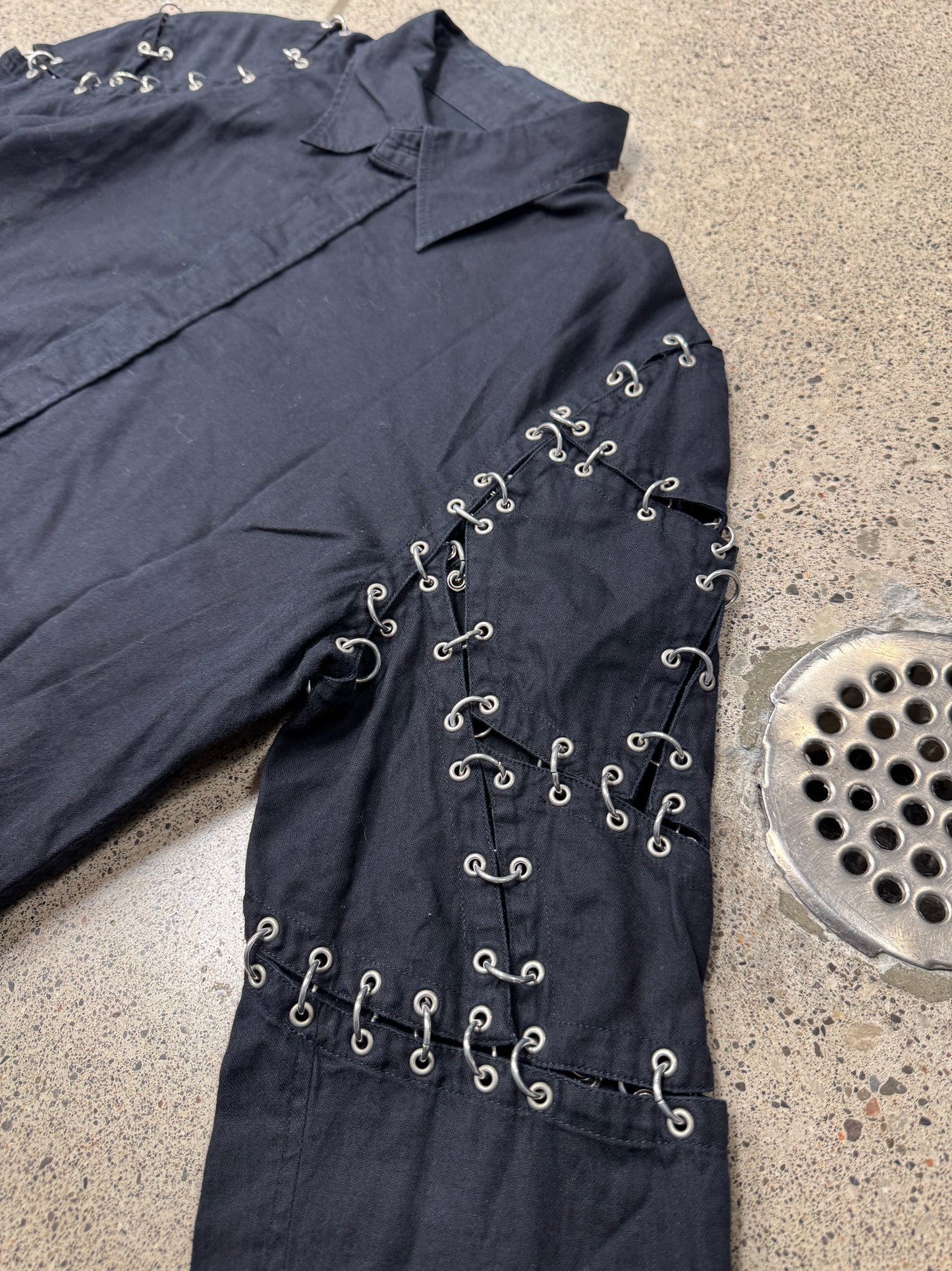 SS2003 Jean Paul Gaultier ‘Piercing’ Black Long Sleeve Collared Shirt
