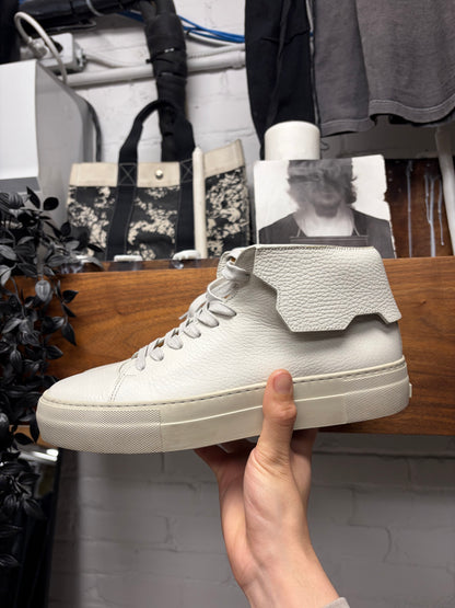 Buschemi ‘90mm’ White Tumbled Calfskin Leather Mid-Top Sneakers