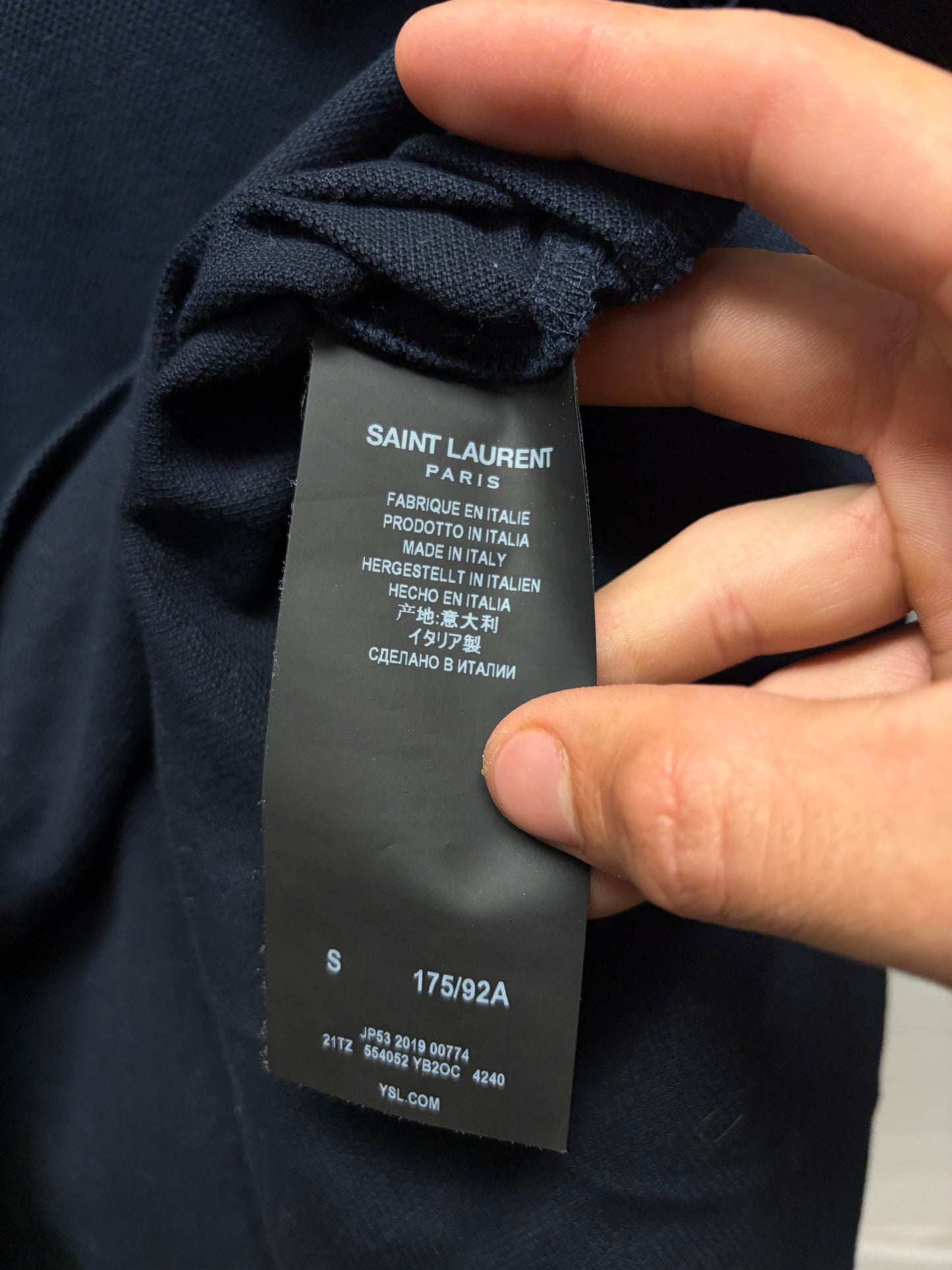 2019 Saint Laurent ‘YSL’ Embroidered Logo Polo