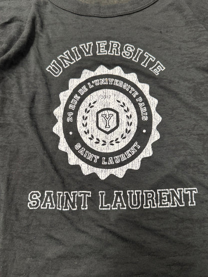 2017 Saint Laurent Semi-Sheer ‘University’ Logo T-Shirt